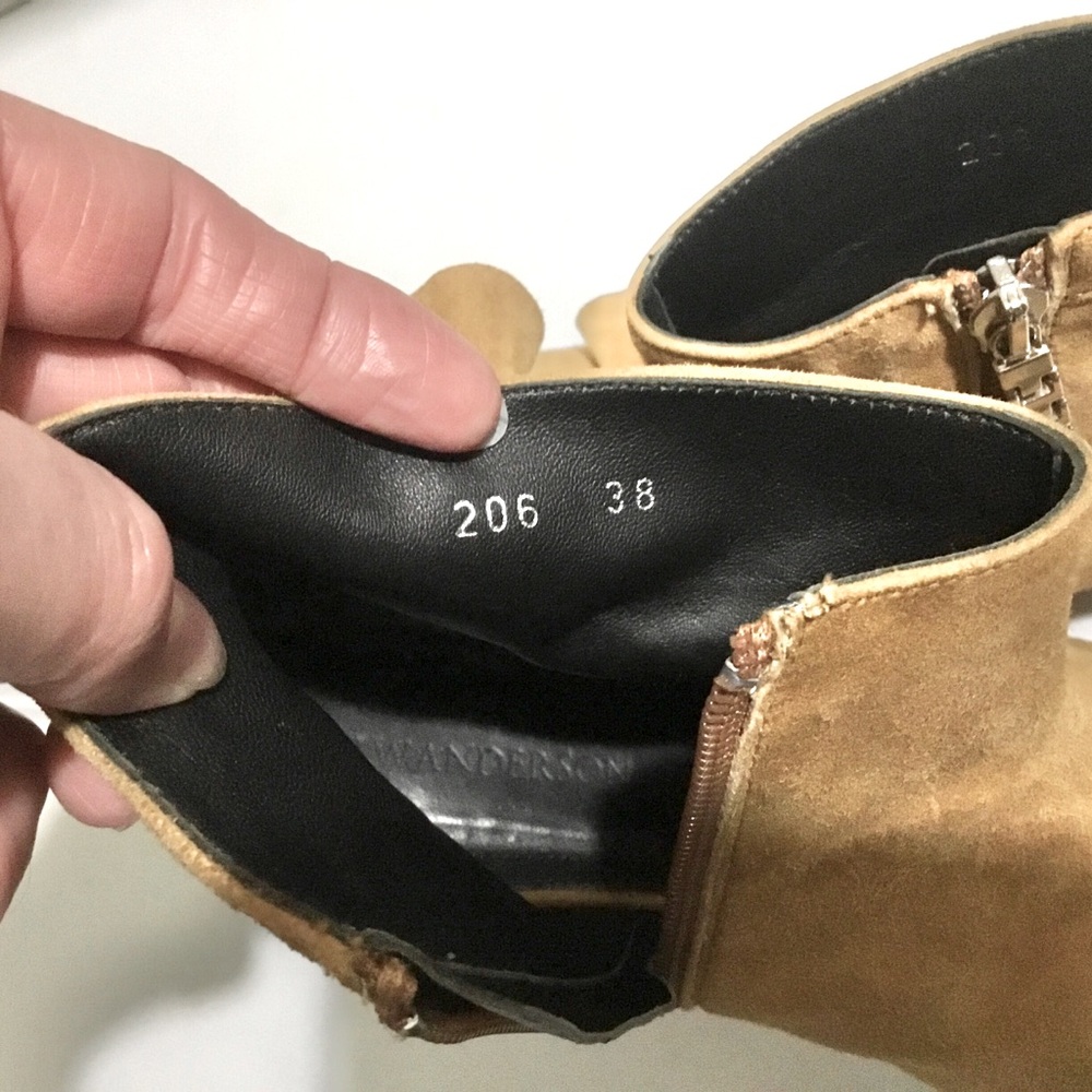 Unique Designer J.W. Anderson 🇮🇹 Ruffle Suede Ankle Booties - Picture 6 of 16